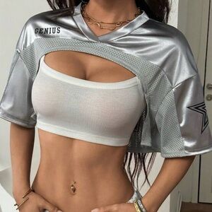 Silver Crop Top